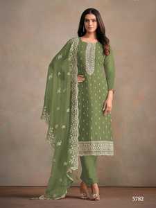 Designer Organza Soie Avec Broderie Salwar Costume Femme Fabricant De Mode Et Fournisseur De Surat - Product Image 4