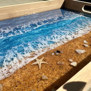 Bandeja de Almacenamiento Decorativa para el Hogar con Diseño Único de Paisaje Marino de Bambú, Asas Exclusivas, Acabado Pulido, Apta para Lavavajillas, Regalo para el Día de la Madre - Product Image 2