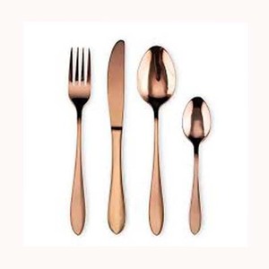 Stainless Steel Designer Rose Gold Plated With Simple <b>Plain</b> Handle Luxury Wedding Cutlery - Product Image 1
