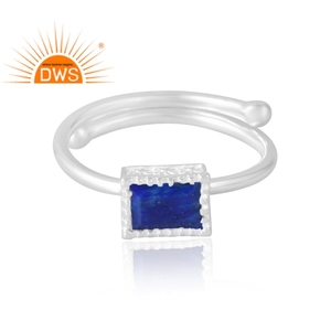 Anillo de piedras preciosas de lapislázuli Natural de Plata de Ley 925 más vendido, joyería personalizada para mujer, regalo para ella - Product Image 3