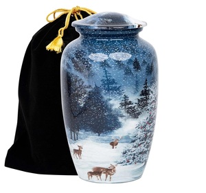 Hermosa Urna Funeraria de Metal Esmaltado con Adhesivo, de Latón/Aluminio, para Cenizas Humanas de Adultos - Product Image 2