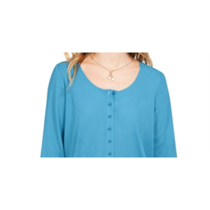 Camicetta Casual Formale da Donna Style & Co, Blu Taglia 2XL, Vestibilità Ampia, Logo Ricamato, Stile Vintage, Cotone Tinta Unita, Stagione Autunnale - Product Image 2