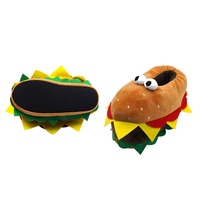 Nouvelles pantoufles en peluche Hamburger pour l'hiver, design personnalisé, fabricant de pantoufles en peluche sur mesure, pantoufles en peluche Hamburger personnalisées