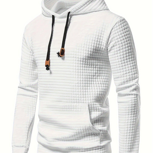 Tissu jacquard vierge 100% coton de haute qualité, sweat-shirt haut de gamme en maille gaufrée, logo personnalisé pour hommes, vente en gros, nid d'abeille, streetwear - Product Image 1