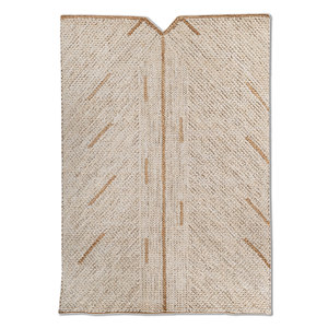 พรมปูพื้น Nomadic Threads รุ่น PDJT-823 สีงาช้าง ทอแบบเรียบ ทำจากปอกระเจาและป่าน ลายเรขาคณิต รูปทรงสี่เหลี่ยมผืนผ้า เหมาะสำหรับห้องโถง ห้องนั่งเล่น ห้องนอน ใช้ในบ้าน - Product Image 1