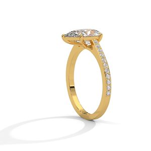 แหวนเพชรทรงลูกแพร์ 1 กะรัต ได้รับการรับรองจาก IGI เพชรเพาะเลี้ยง แหวนหมั้นทอง 14K ประดับเพชรด้านข้าง เครื่องประดับชั้นดี - Product Image 2