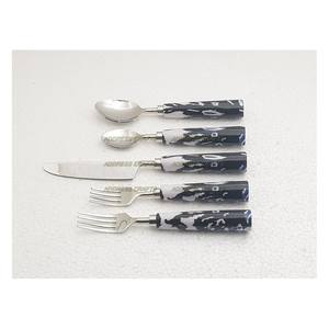 Ensemble de couverts en acier inoxydable 18/8 poli miroir avec poignée en pierre créative Argenterie Best Seller 5 Pcs Couverts Vaisselle - Product Image 4