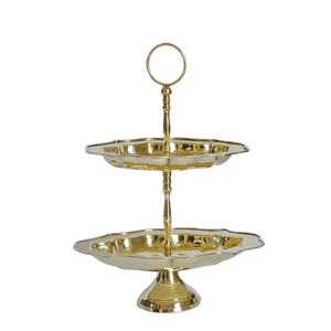 เซิร์ฟเวอร์ยืนเค้ก2ชั้นแฟนซี2ชั้น,แท่นวางเค้กทองเหลืองเงางามสไตล์อินเดียคลาสสิกดีไซน์ทันสมัย - Product Image 1