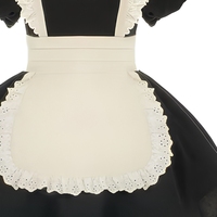 Robe de demoiselle d'honneur pour femmes, Costume de Cosplay Kawaii Lolita, thème Anime, manches courtes, tablier en dentelle, bandeau, tenue de fête noire et blanche