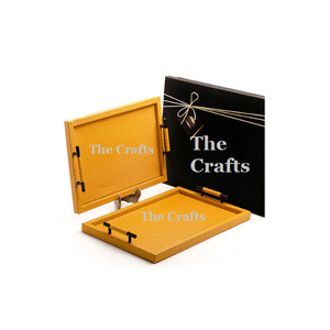 Plateau Dessert Snacks De Forme Rectangulaire En Bois Et Cuir Couleur Noire Plateau De Service Chocolats À Bas Prix - Product Image 6