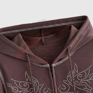 Sweat-shirts à capuche zippés en coton 100% avec strass, design personnalisé, solides, pour l'hiver, décontractés, séchage rapide pour hommes - Haute qualité, meilleur prix - Product Image 6