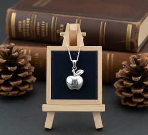 Rudra Gems 925 <b>Silver</b> Rhodium Link Chain <b>Necklace</b> Apple Fruit Pendant <b>Rose</b> Gold Plated Minimalist Daily Wear Trending Fashion - Product Image 3