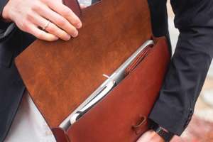 Premium Genuine <b>Leather</b> Durable Portable Lightweight <b>Laptop</b> <b>Sleeve</b> Modern Classic Style for Professionals Office Travel Use - Product Image 2