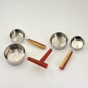Modern 4-Piece Stainless Steel <b>Baking</b> <b>Set</b> Includes 250ml 125ml 80ml 60ml Measuring Cups Resin Wooden Handle Scoop Spoon Metal - Product Image 2