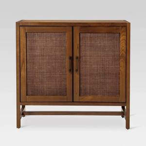 Armoire d'appoint en bois et rotin à 2 portes personnalisée en usine de 2025 Offre Spéciale - Product Image 2