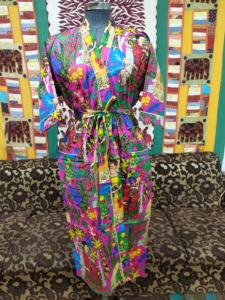 Kimono Floral Colorido 100% Algodón, Estilo Vintage Boho, Kaftán con Cintura Ajustable, Ligero, para Playa o Verano, para Mujer - Product Image 2