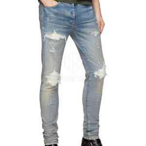 Jean déchiré durable pour homme, tissu extensible confortable avec un look usé tendance pour un style décontracté. - Product Image 4