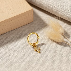 <span class=keywords><strong>Piercing</strong></span> per Naso/Elicoidale HGC 316L Color Oro con Chiusura a Cerniera, Anelli per Naso a Croce con Zircone Cubico Trasparente, Gioielli di Tendenza alla Moda - Product Image 2
