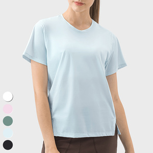 T-shirt Cool Feeling Quick Dry Gym Fitness pour femme-Haut de sport d'été respirant avec manches courtes pour le yoga et la course de nuit - Product Image 1