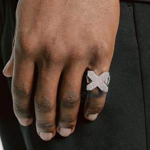 Venta al por mayor X chapado en oro blanco 925 Plata VVS Moissanite anillo de diamante para Hombres estilo Hip Hop VVS anillo de dedo - Product Image 2