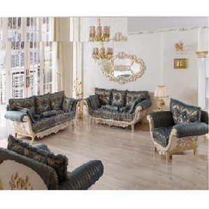 Juego de sofá moderno tallado doble de aspecto francés para el hogar, muebles de sala de estar de estilo europeo tallados a mano para el hogar americano - Product Image 1