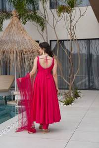 Luxury Designer HEAVY PURE ROMANSILK CHANDERI <b>FABRIC</b> FATEMA FASHION Modern Salwar Kameez Quick Dry <b>Indian</b> Pakistani Women's - Product Image 3