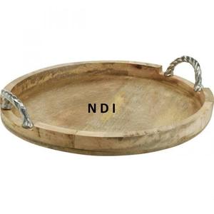 Pasta con acabado natural Bandeja para servir el desayuno Gran oferta Calidad sostenible Diseñador hecho a mano Bandeja de madera para servir alimentos - Product Image 4