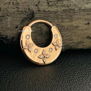 Bijoux fins de piercing de septum de mariée en diamant naturel en or massif 14 carats. - Product Image 4