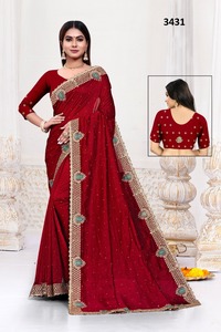 ชุดส่าหรีอินเดียแบบดั้งเดิมสำหรับผู้หญิงสำหรับงานแต่งงานและงานเลี้ยง - Product Image 4