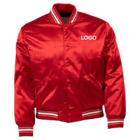 Chaquetas universitarias de satén de seda de alta calidad para hombres Nueva llegada Chaqueta de satén de moda para exteriores con botones rojos personalizados para hombres