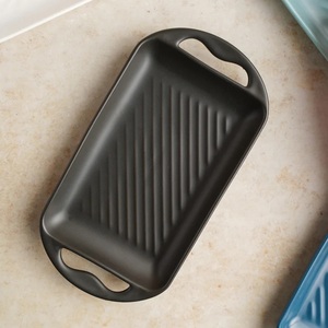 Venta caliente forma rectangular diseño simple bandeja de servicio de metal con asas de diseño elegante de acero inoxidable con logotipo personalizado - Product Image 3