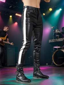 Pantalon Homme Adulte Décontracté Coupe Droite Vintage Enduit de Cire avec Taille Mi-Haute Non Tissé Léger et Respirant - Product Image 5