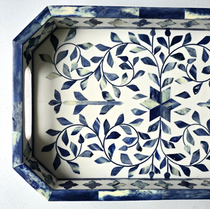 Bandeja de Navidad con incrustaciones de hueso azul de estilo artístico moderno Diseño rectangular vintage con perla decorativa para bandejas decorativas de perfume - Product Image 2