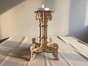 Bougeoir en bois à six colonnes, idéal pour la décoration intérieure, centre de table et éclairage festif, fabriqué à la main en Inde - Product Image 6