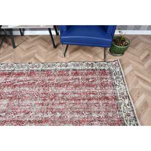 พรมขนาด 5.5x8.9 ฟุต, พรมตุรกีโบราณ, พรมลายสัตว์สีแดงขาว - Product Image 5