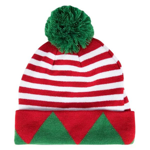 Gorro de ganchillo de punto de elfo de Navidad de Papá Noel unisex con logotipo personalizado, gorro de punto de Navidad impermeable transpirable de lana 100% para - Product Image 4