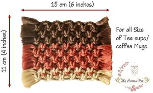 Trending design macrame <b>coaster</b> with fringe edge and solid base ideal <b>for</b> use with <b>drinks</b> candles or decor - Product Image 2