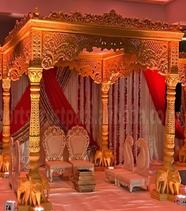 Magnifique Rajmahal Mandap en bois pour mariage gujarati vente chaude éléphant Base pilier Mandap meilleur Bollywood Style Mandap ensemble USA - Product Image 2