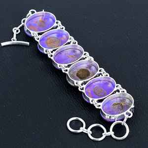 Pulsera de piedras preciosas turquesa púrpura, joyería de plata de ley 925, regalo hecho a mano, joyería única, pulseras de joyería de uso diario - Product Image 4