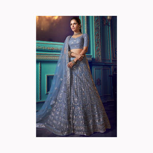 Designer Lehenga avec haut et ensemble Dupatta Georgette lourde avec broderie travail fête porter mariage porter traditionnel Lehanga - Product Image 3