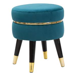 Pouf ottoman moderne de style italien, petit, rond, en velours vert, plaqué or, pour intérieur - Product Image 4