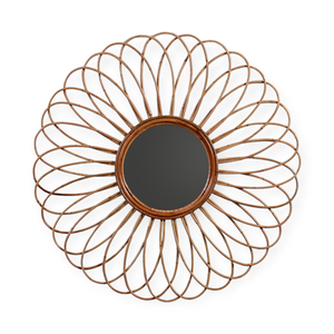 Espejos de Pared de Alta Calidad para Interiores del Hogar, Diseño de Mimbre y Ratán Iluminado con Marco de Madera, Estilo Tradicional - Product Image 1