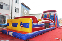Parcours d'obstacles gonflable géant sur mesure avec toboggan combiné, piscine, mur d'obstacles et toboggans à double voie pour jeux aquatiques