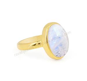 Buena calidad 925 plata esterlina Arco Iris piedra lunar joyería de piedras preciosas anillo fino fabricante suministro hecho en India regalo para mujeres - Product Image 2