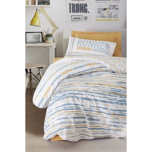 Parure de lit Dashon jaune en coton, housse de couette simple, drap-housse pour chambres d'adolescents, ensemble moderne rayé King 7 pièces pour la maison Noël - Product Image 1