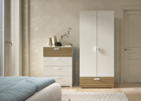 Commode Terraneo à 4 tiroirs en bois massif avec glissières métalliques, moderne, autoportante, pour chambre à coucher, rangement de vêtements, poignées ergonomiques, bois mélaminé