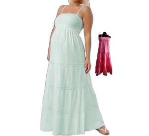 2025 último vestido de maternidad blanco de longitud completa hermoso estampado Floral manga larga ropa de playa de talla grande tira Formal 1 oferta - Product Image 1