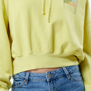 <b>Women</b>’s Yellow Cotton Hooded <b>Sweatshirt</b> Custom Front Print Pocket Casual Short Length Spring Hoodie - Product Image 5