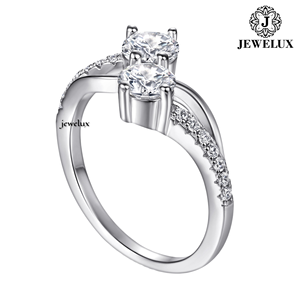 Anillo de Compromiso de Plata 925 con Diamante para Mujer, Corte Brillante Redondo, Engaste de Garras, Baño de Rodio, Estilo Clásico, de la India, al Mejor Precio - Product Image 1