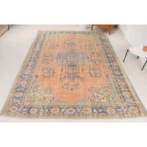 Alfombra Turca Vintage de Lana Azul, 6.3x10.3 pies (193x313 cm) - Product Image 1